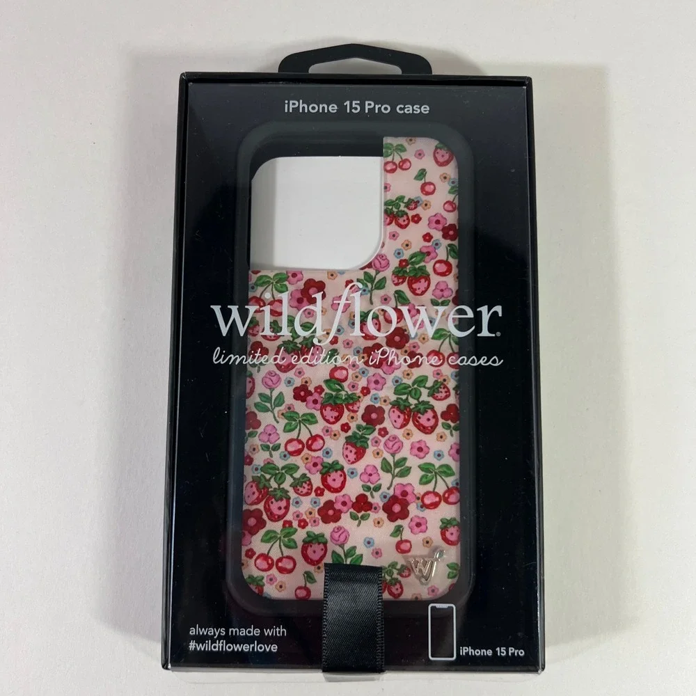 Wildflower Ltd Ed Berry World iPhone 15 Pro Case NIP Strawberry Cherry